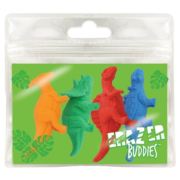 Eraser Buddiez - Dinosaur by Deluxebase. Dino Rubber Erasers for School, Office & Party Favors