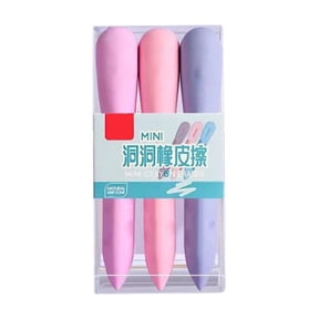 Eraser Grip (Writing Aid, Pencil Grip Eraser), Small/Hole Eraser/Little Lady' Model 3 Pieces Per Box, Hole Eraser, Increased Friction, Durable, For Pencils & Ink, Unique Design, Meiiso