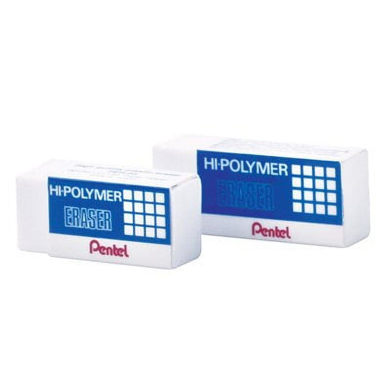 Pentel Hi-Polymer Cap Eraser, White, 50/Pack