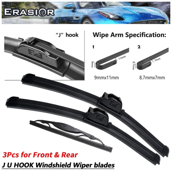 Erasior 19"+19"+10" Premium Automotive Replacement Front and Rear Windshield Wiper Blades, Fit For Ford Escape 2003-2001, 3pcs for All Weather, Y26I602S