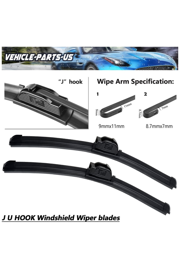 19"+19" Windshield Wiper Blades Fit For Ford Custom 500 1969 1970 /Escape 2001-2003 /Galaxie 500 1969 1970 /LTD 1969 1970, 19 in + 19 in For Car Front Window, J U HOOK, Pack of 2, Y19P7Q1S