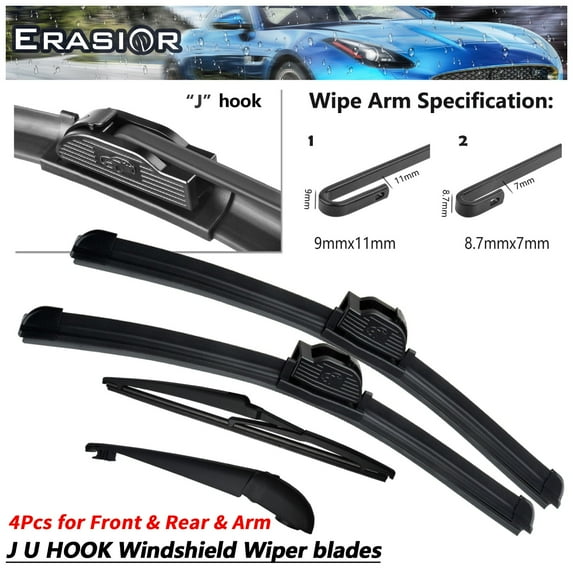 Erasior 22"+19"+12"+10.1" Premium Automotive Replacement Front and Rear Windshield Wiper Blades, Fit For Toyota RAV4 2005-2000, 4pcs for All Weather, Y24J9U5S