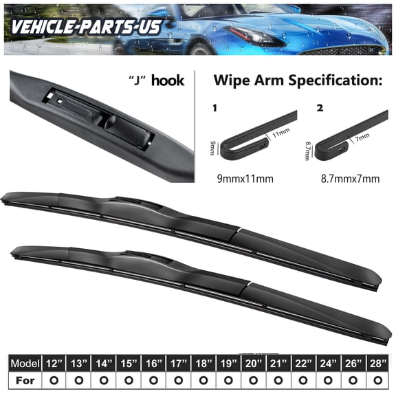 Erasior 22"+22" Fit For Dodge Challenger 2013 Windshield Wiper Blades 22 Inch + 22 Inch Replacement For Car Front Window, Set of 2
