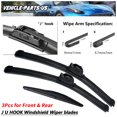 thumbnail image 1 of Erasior 24"+20"+10" Front & Rear Windshield Wiper Blades Fit For Mitsubishi Outlander Sport 2021-2011, Set of 3, Y23D086G, 1 of 8