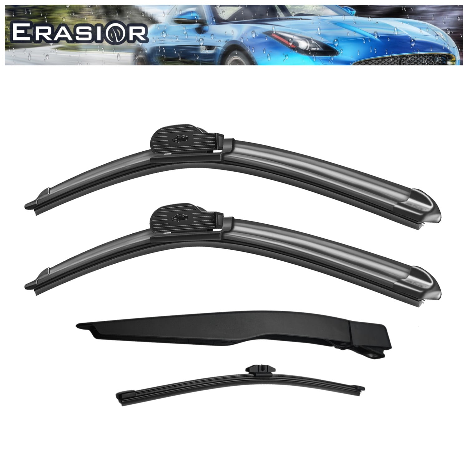 Erasior 24"+20"+11"+13.8" Premium Automotive Replacement Front and Rear Windshield Wiper Blades, Fit For Ford Mustang Mach-E 2024-2021, 4pcs for All Weather, Y21K229S
