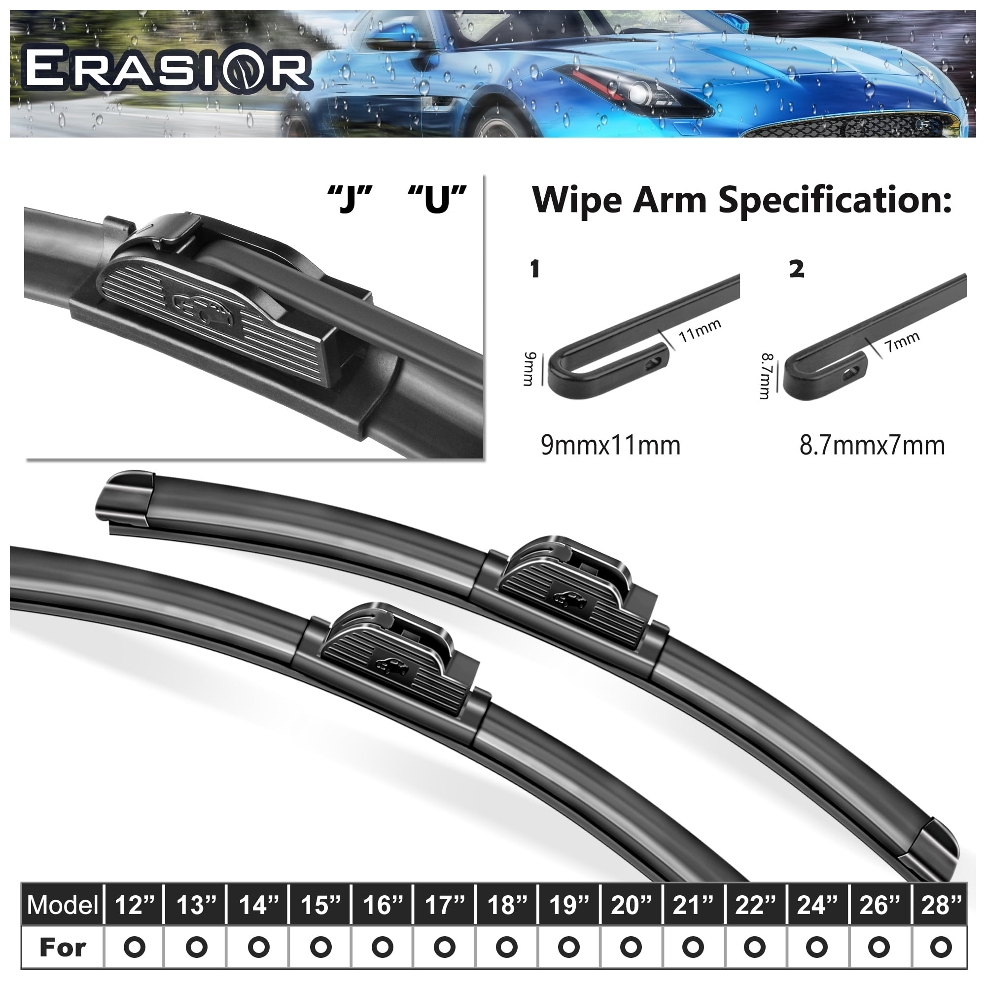 Erasior 26"&18" Fit For Genesis G70 2019 Windshield Wiper Blades 26 in