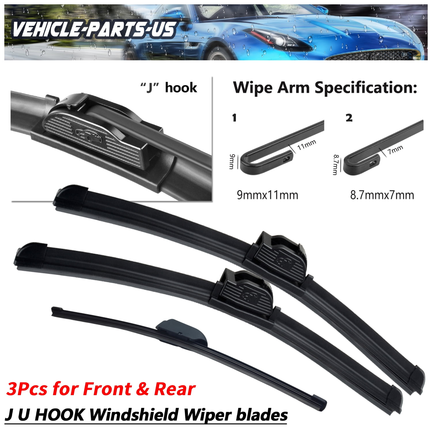 Erasior 28"+14"+13" Front & Rear Windshield Wiper Blades Fit For Kia Forte 2017-2018, Set of 3, Y20C9O9G