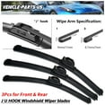 thumbnail image 1 of Erasior 3PCS Windshield Wipe Blades Fit For Ford Transit Connect 2013, 26in+18in+14in, Driver Passenger Rear,Y27E3U2S, 1 of 7