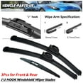 thumbnail image 1 of Erasior 3PCS Windshield Wiper Blades Fit For Jeep Grand Cherokee WK 2022, 22"+21"+11A, Driver Passenger Rear Side, Y26E913G, 1 of 9