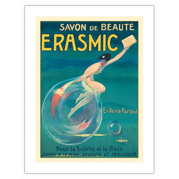 Erasmic Beauty Soap (Savon de Beauté) - For the Toilet and the Bath - Vintage French Advertising Poster by Jean d'Ylen c.1912 - Bamboo Fine Art 290gsm Paper (Unframed) 17x22in