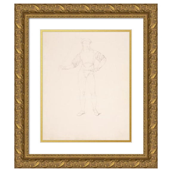 Erasmus Von Engert 12x14 Gold Ornate Wood Frame and Double Matted Museum Art Print Titled - Sketchbook Drawings Pl8 (1825)