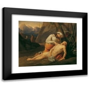 Erasmus Von Engert 14x12 Black Modern Framed Museum Art Print Titled - The Merciful Samaritan (1835)