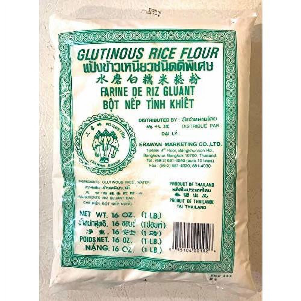 Erawan Glutinous Rice Flour 1 LB Water Milling White Glutinous Rice