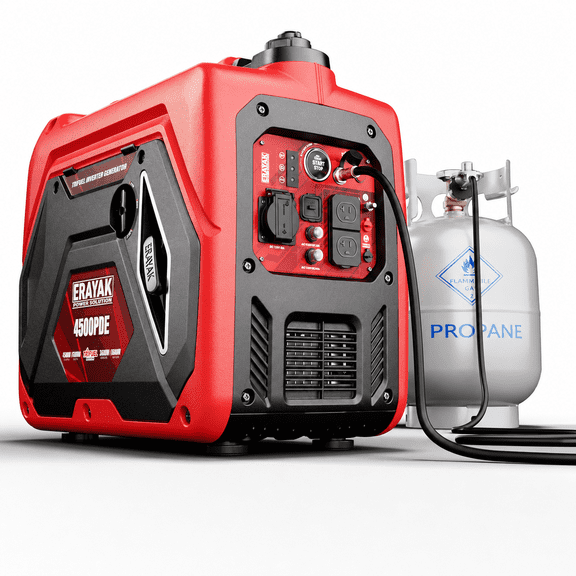 ERAYAK 4500W Dual-Fuel Portable Inverter Generator with Electric Start, 30A RV Ready, Auto Switch, Gas & Propane Powered for Home Use & Camping, CO Sensor, EPA Compliant, Parallel Ready