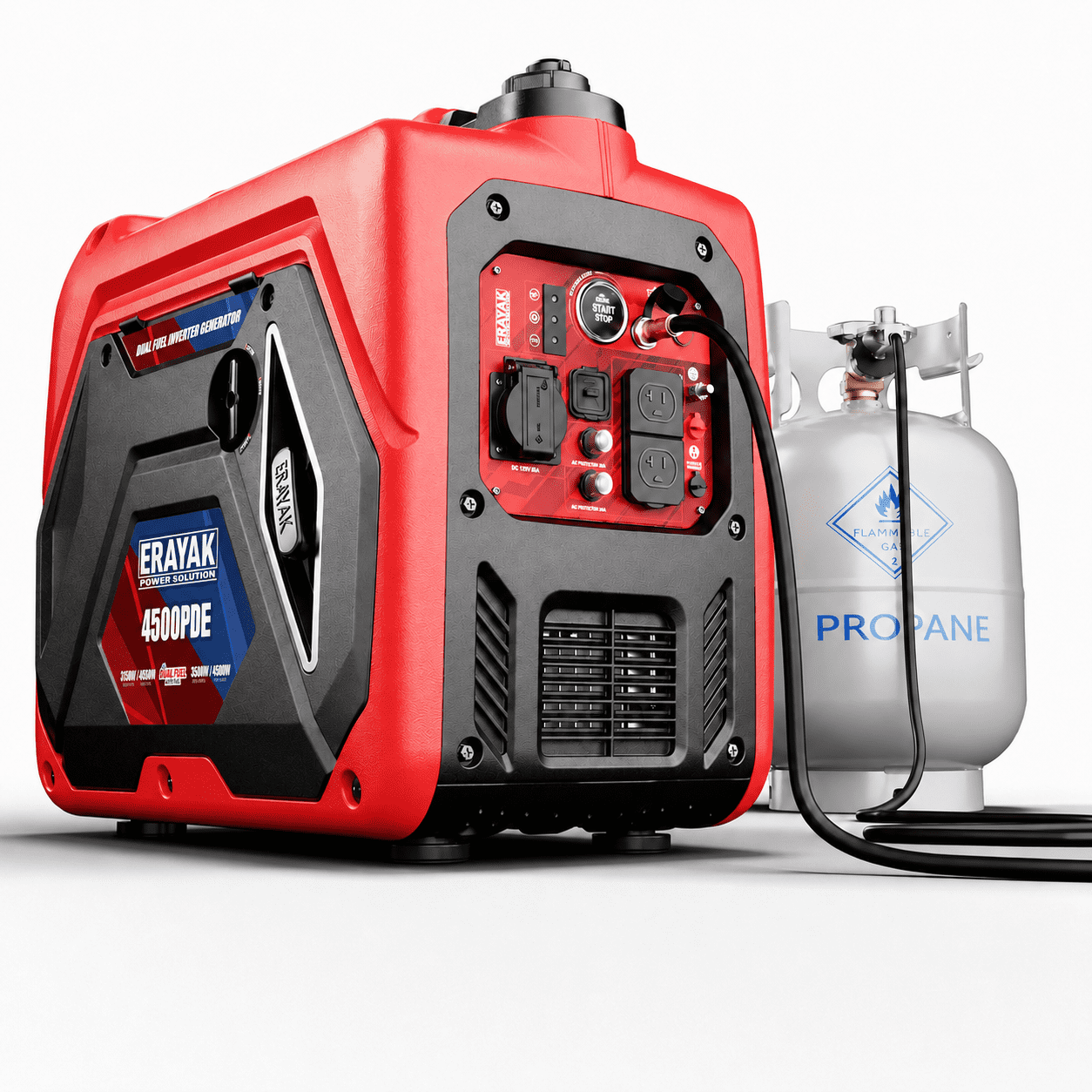 ERAYAK 4500W Dual-Fuel Portable Generator: Electric Start, Gas Propane RV Ready, CO Alert