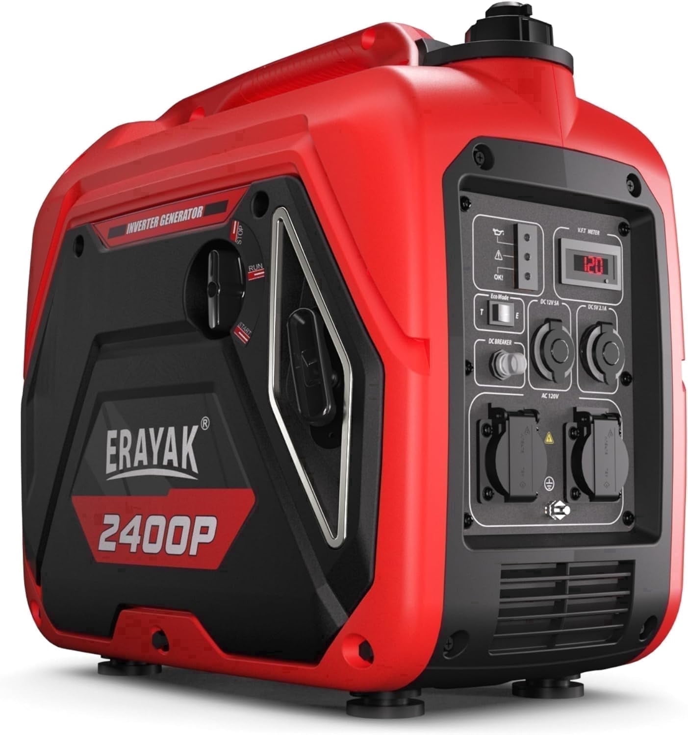 ERAYAK 2400W Portable Inverter Generator, Super Quiet Gas Powered Generator for Camping