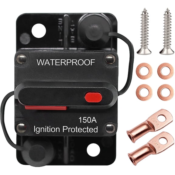 Erayco 50 Amp Circuit Breaker with Manual Reset Waterproof Inline Fuse Inverter for Marine Trolling Motors Boat ATV Manual Power 12V-42VDC (50A)