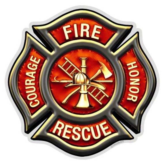 Erazor Bits Classic Maltes Firefighter Reflective Vinyl Decal, 4"