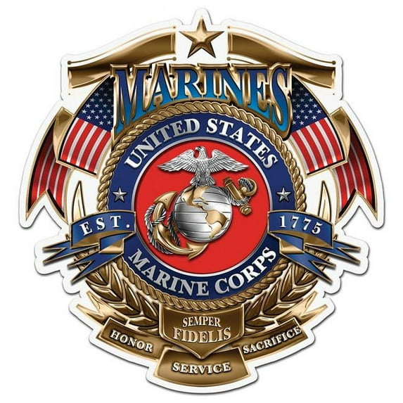 Erazor Bits MM115D-4 4 in. Collectible Souvenir Gifts for Marine Corps Decals - USMC Badge of Honor Sticker, White