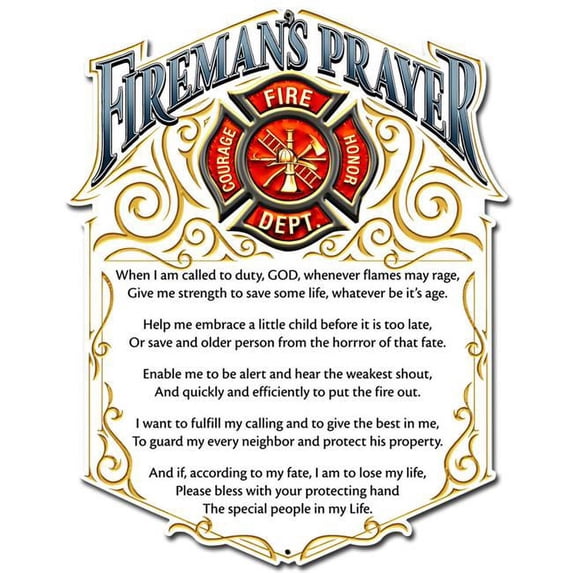 Erazorbits ERA042 12 x 16 in. Firemans Prayer Plasma Metal Sign