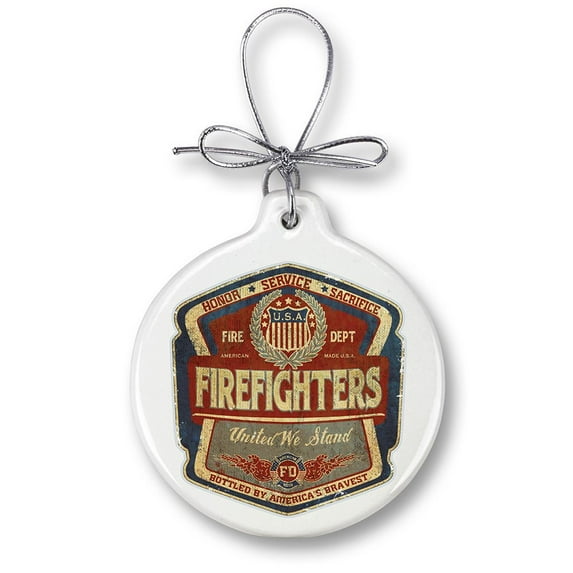 Erazorbits FIREFIGHTER DENIM FADE Ivory Hanging Ornament