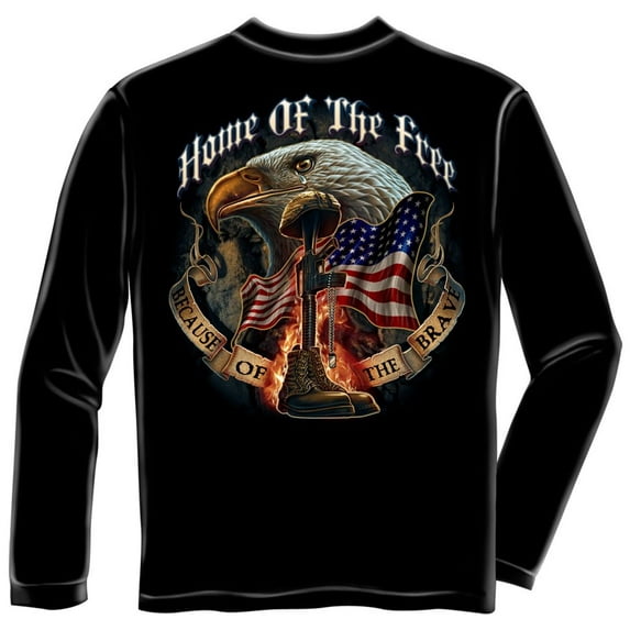 Erazorbits HOME OF THE FREE BECAUSE OF THE BRAVE Black Adult Unisex T-Shirt