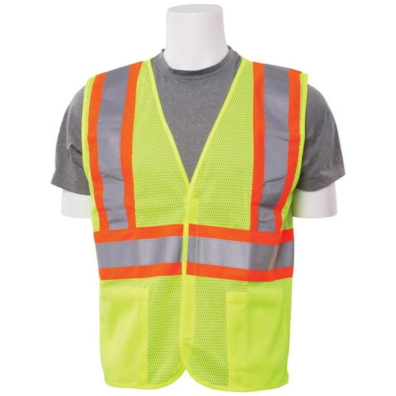 Erb S382 Class 2 Mesh Hi Vis Lime Safety Vest, 3X