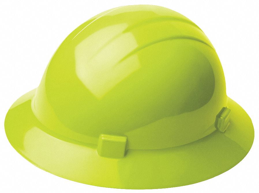 Erb Safety Hard Hat, Type 1,  Class E, Hi-Vis Green Hi-Visibility Lime   19200