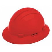 ERB SAFETY 19304 Full Brim Hard Hat, Type 1, Class E, Pinlock (4-Point), Red