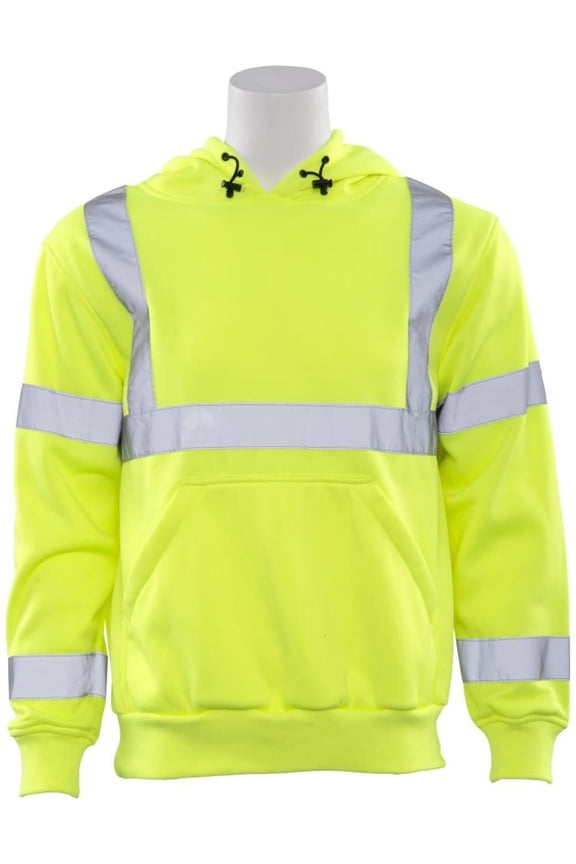 W376 Class 3 Hooded Hi Viz Lime Sweatshirt, 2X