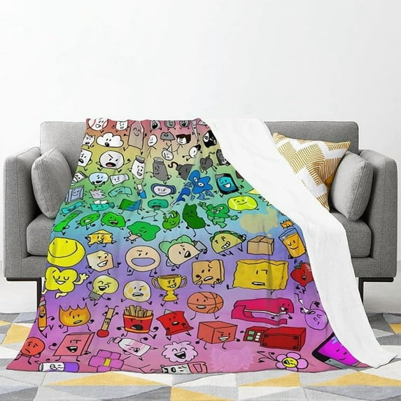 Erboli Battle for Bfdi Blanket Warm Plush Cozy Soft Anime Game Throw Blanket Cartoon Character Bedding for Chair Bedroom Sofa