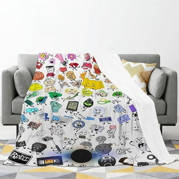 Erboli Battle for Bfdi Blanket Warm Plush Cozy Soft Anime Game Throw Blanket Cartoon Character Bedding for Chair Bedroom Sofa