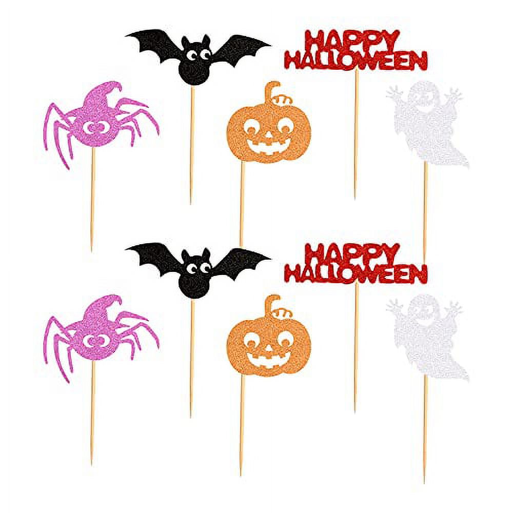 24 Stück Halloween Cupcake Toppers – Glitzer-Geister-Deko Für Babyparty & Geburtstag, Cupcake-Spieße