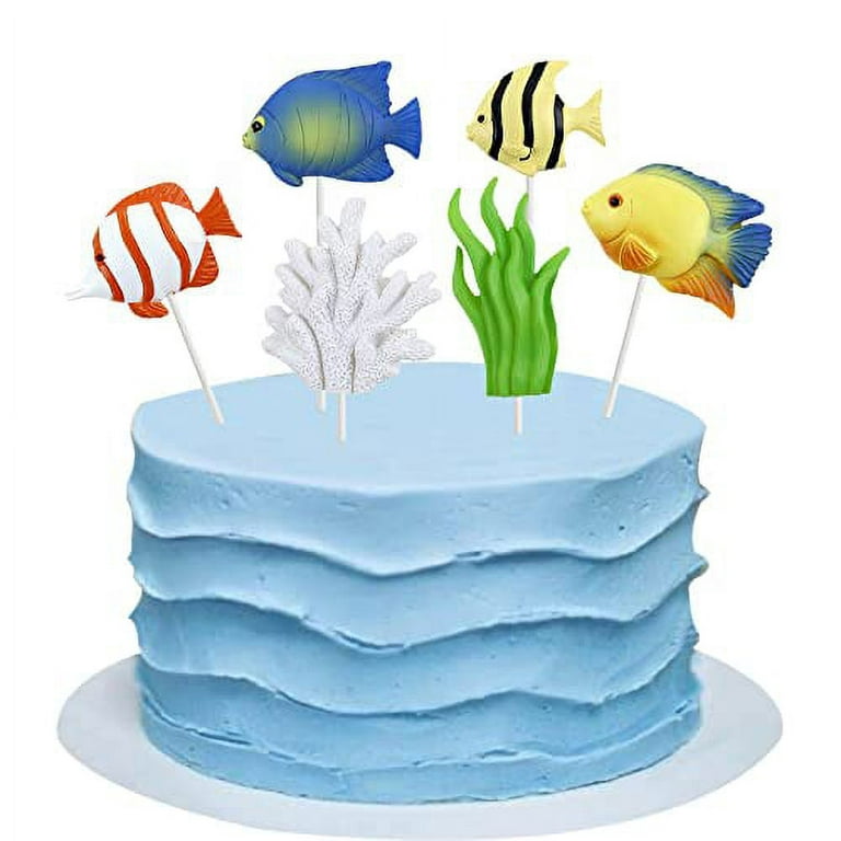 Ercadio 6 Pack Resin 2D Under the Sea Fish Cake Toppers Ocean Fish