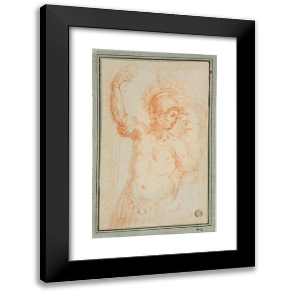 Ercole Procaccini the younger 17x24 Black Modern Framed Museum Art Print Titled - Roman Soldier and Woman