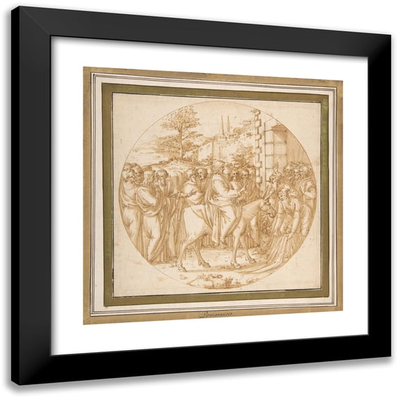 Ercole Setti 15x15 Black Modern Framed Museum Art Print Titled - The Entrance of Christ into Jerusalem (16th Century)