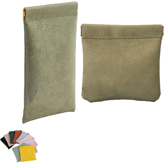 Personalized Snap Closure Leather Organizer Pouch, No Zipper Self-Closing Cosmetic Bag & Travel Organizer