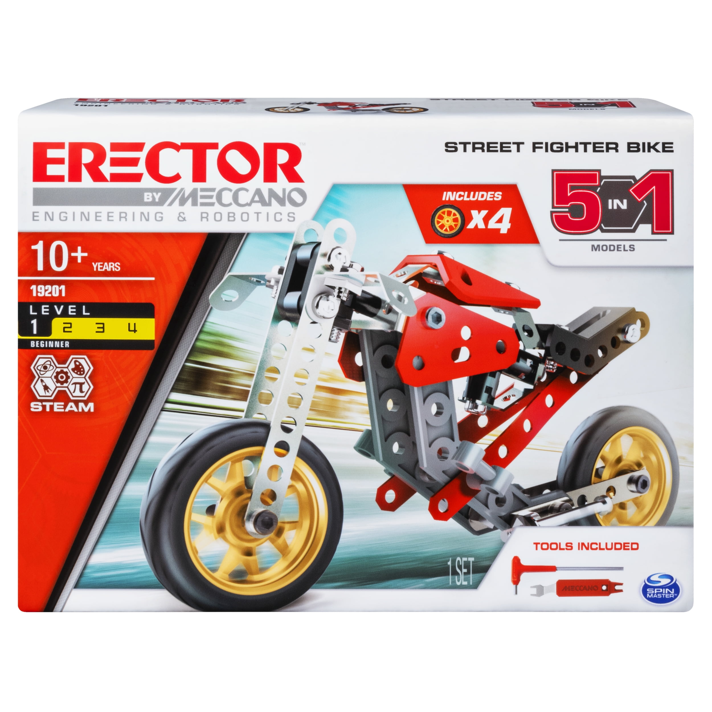 Meccano, 5-in-1 Street Fighter Bike, STEAM Building Kit, for Ages 10 and Up