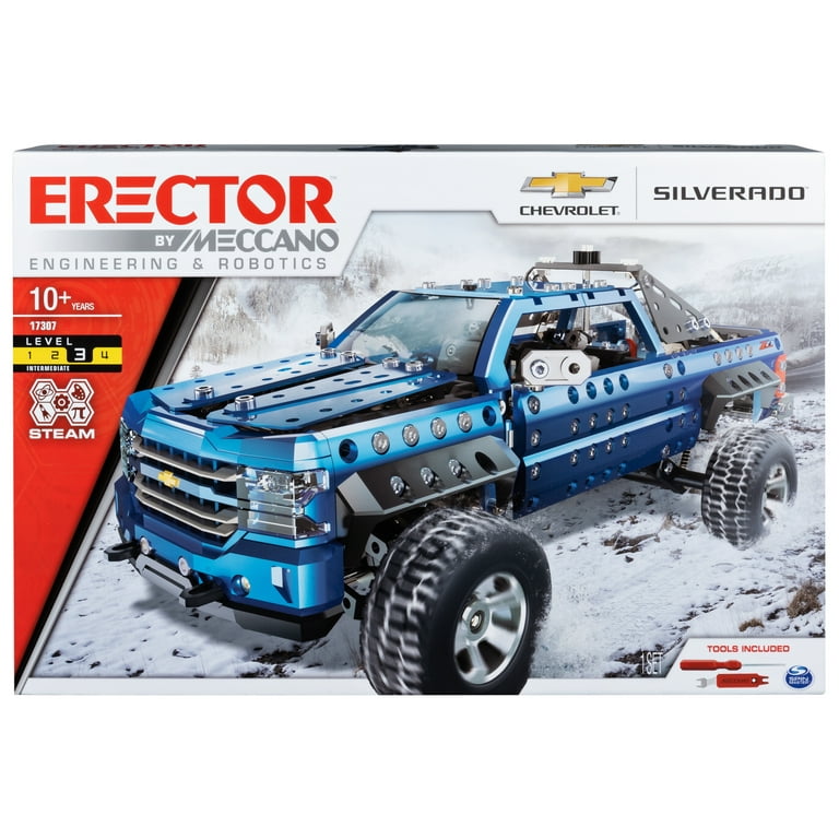 Erector by Meccano, Chevrolet Silverado Pickup Truck STEM Building Kit, for  Ages 10 and Up 