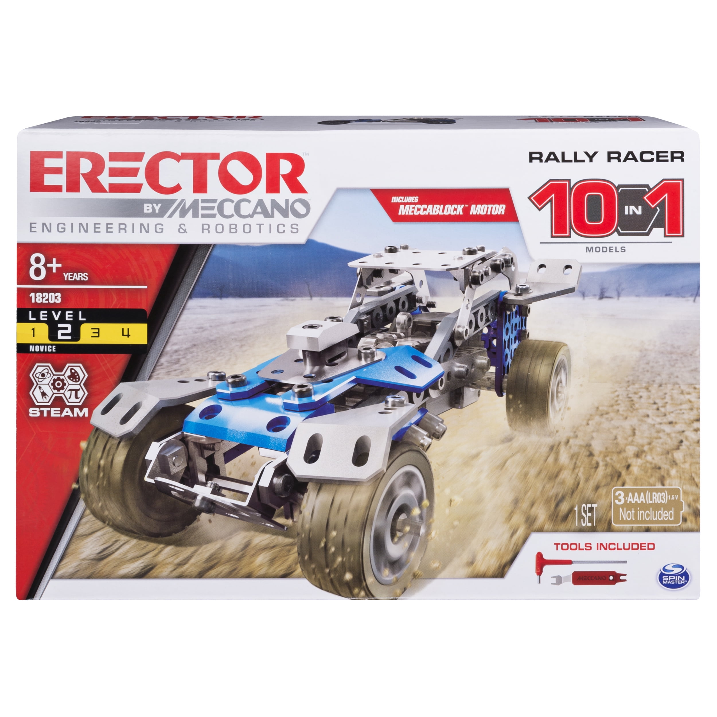 Erector by Meccano Rally Racer 10-in-1 Building Kit, 159 Parts