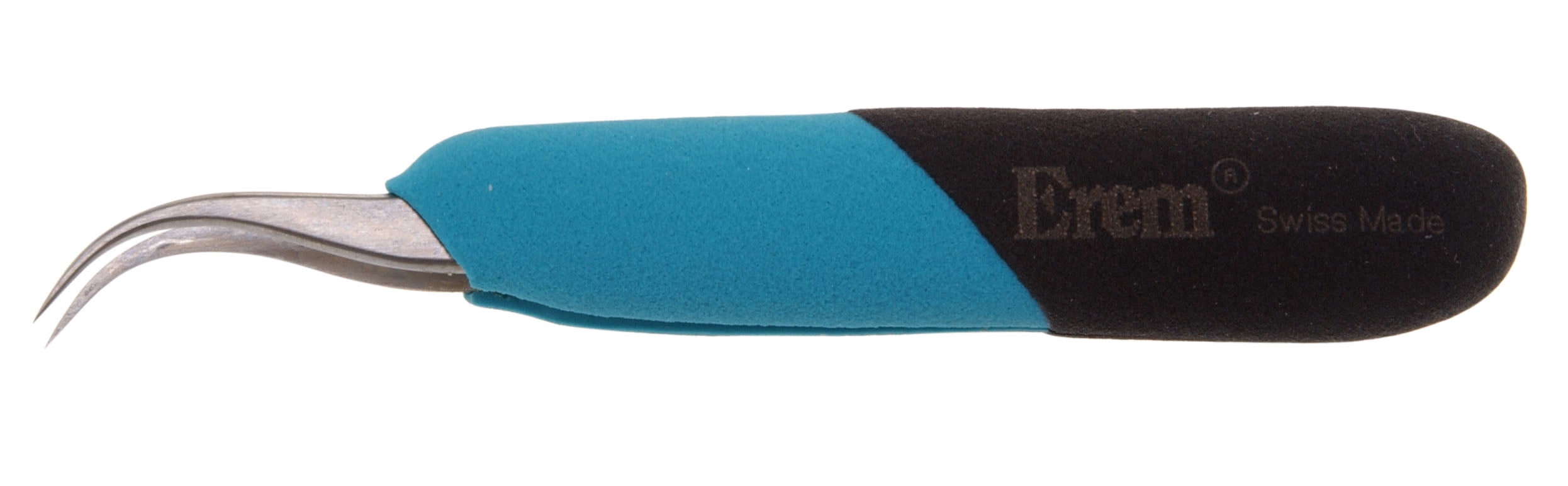 erem e7sa stainless steel curved micro point anti magnetic ergonomic tweezer, 5" overall length