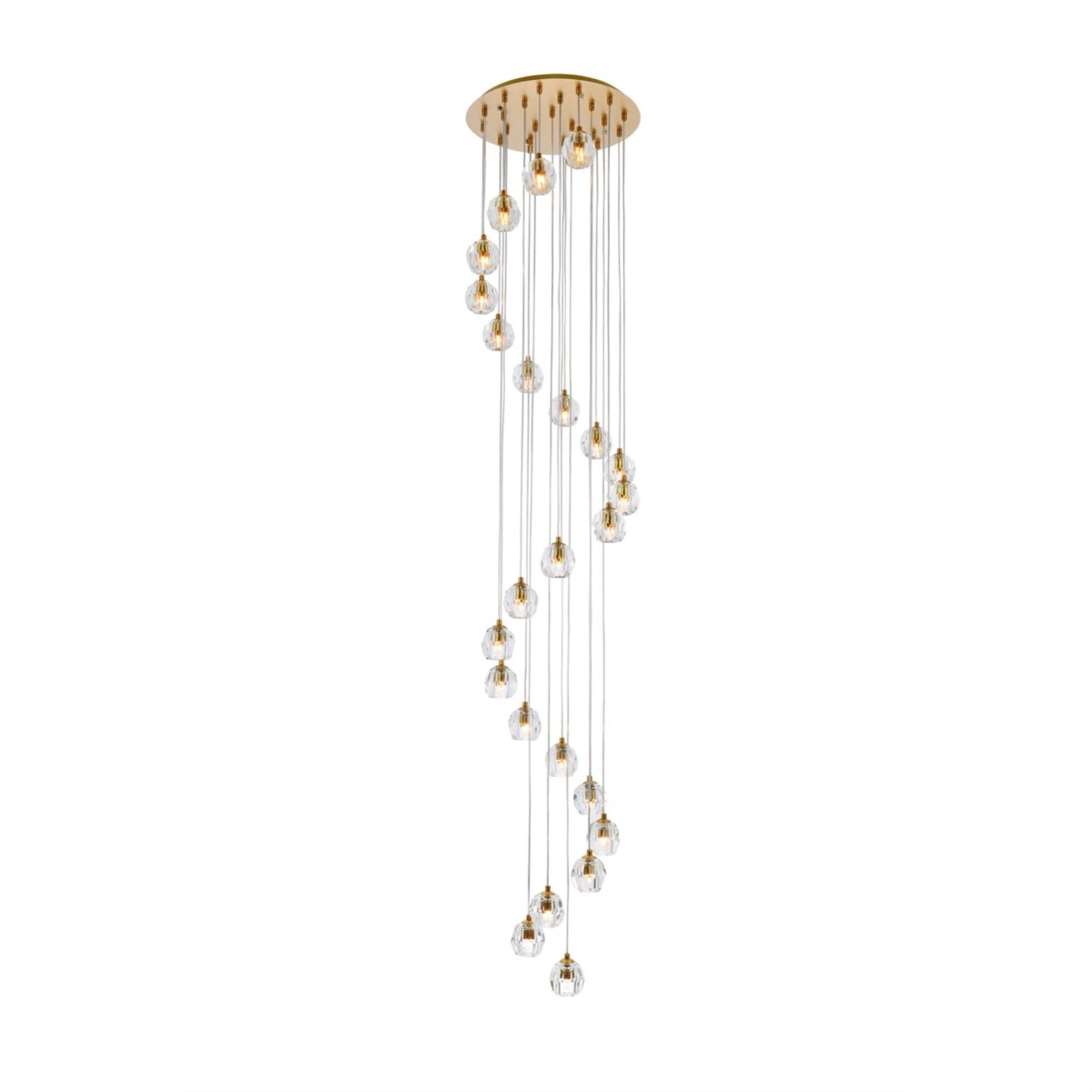 Eren Gold Crystal Glass 24-Light LED Pendant