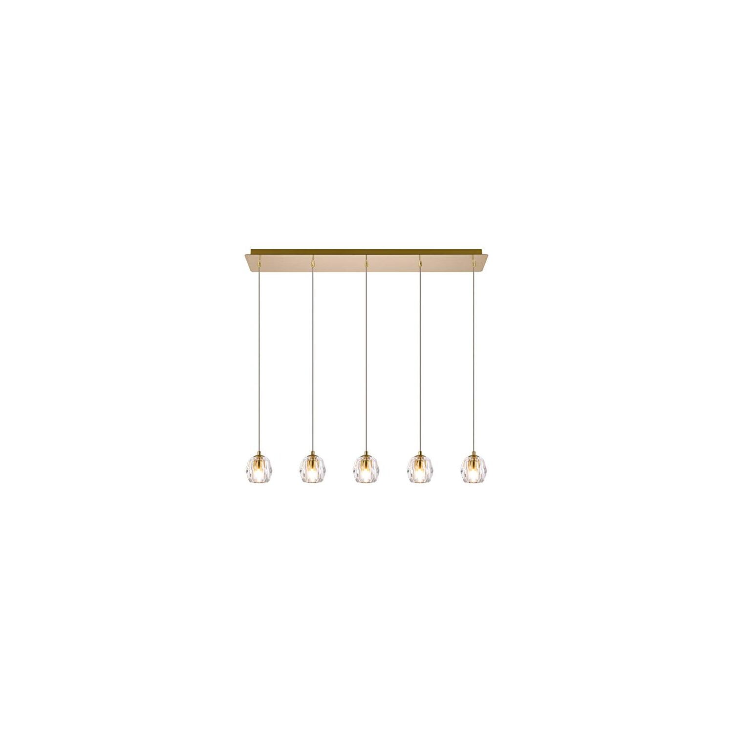 Aurora Crystal Cascade Gold LED Island Pendant
