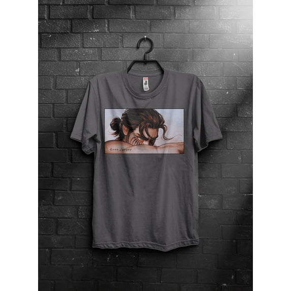 Eren Yeager T-shirt, Attack on Titan Manga Anime Shirt,Charcoal color,size 4XL