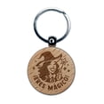 thumbnail image 1 of Eres Magico Magical Witch Spanish Compliment Engraved Wood Round Keychain Tag Charm, 1 of 6