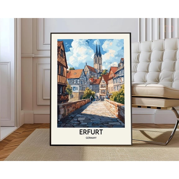 Erfurt Germany Historic Poster, Unframed Paper Poster 8x10in