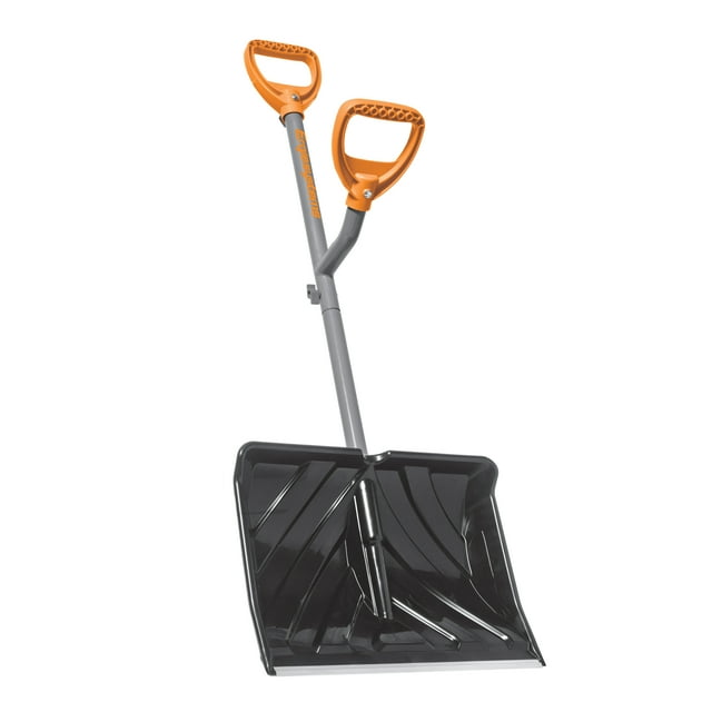 Ergie Systems 18" Impact-Resistant Snow Shovel, 34.5" Steel Shaft
