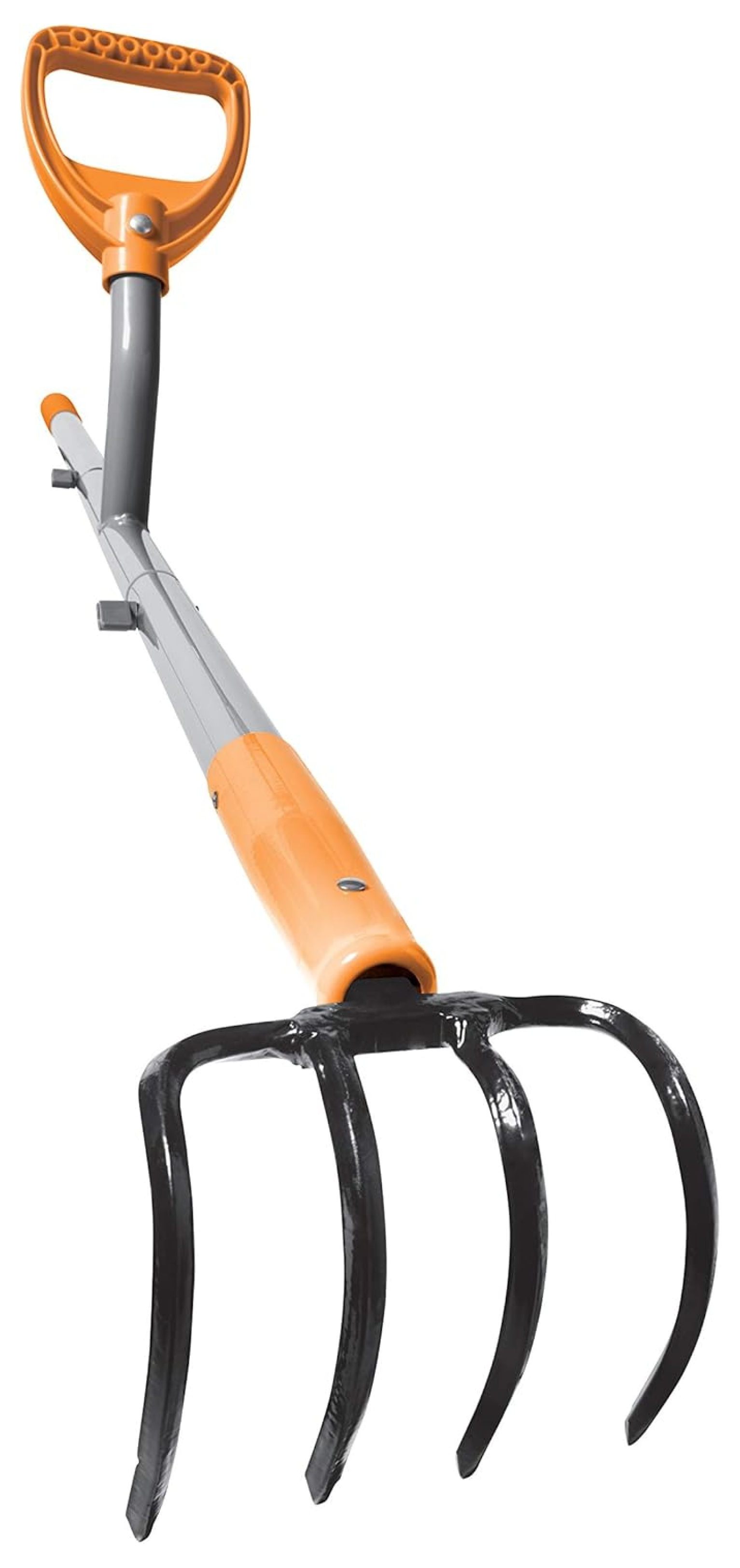 ErgieShovel 54" Ergonomic Steel Garden Cultivator w/ D Grip Handle, 4 Tine Head Lawn Tool for Yard Work, Soil Aeration, & Weeding, Orange - ERG-CLTV45