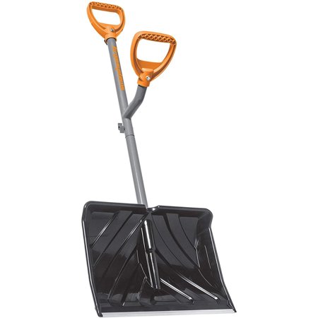 ErgieShovel Ergonomic Snow Shovel, 18" Push + Scoop Blade, 34.5" Sturdy Steel Shaft, 4 lb – Dual D-Ring Handle Grips for Less Back Strain, Aluminum Wear Strip, Durable & Lightweight, ERG-SNSH18