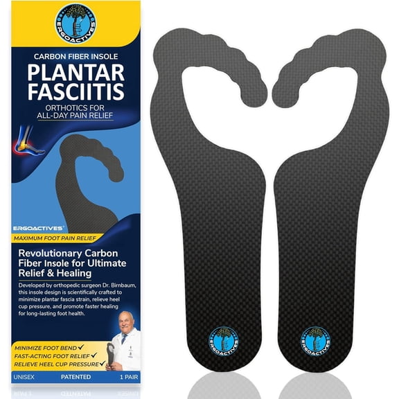 Ergo Carbon Fiber Insole Standard-Universal For Any Side- Rigid Insole- 1 Pair- 2 Units (Mens 9)